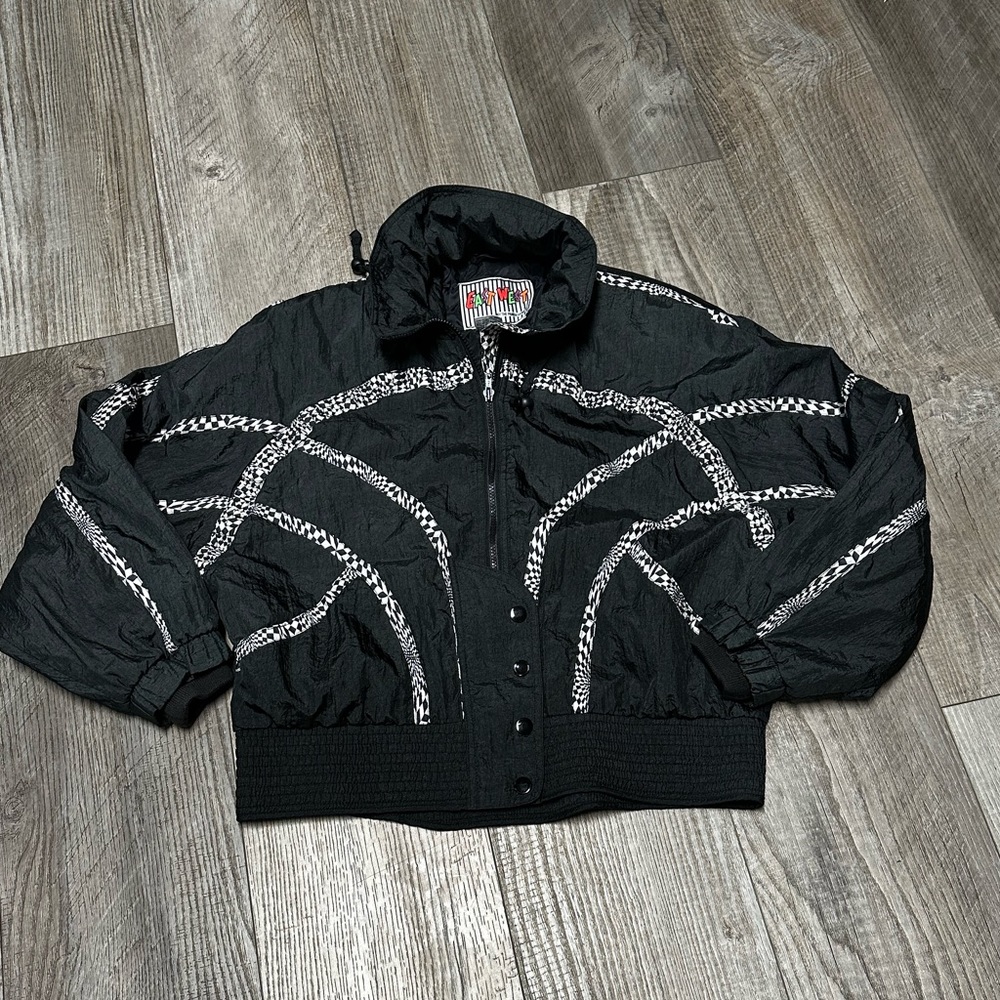 Vintage Windbreaker Jacket with Checker Trim